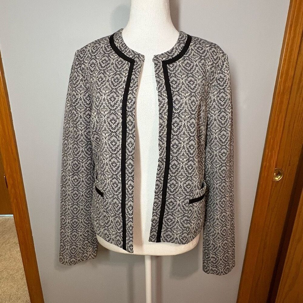 Banana Republic‎ Factory textured boucle jacket blazer black white size 8 NEW
